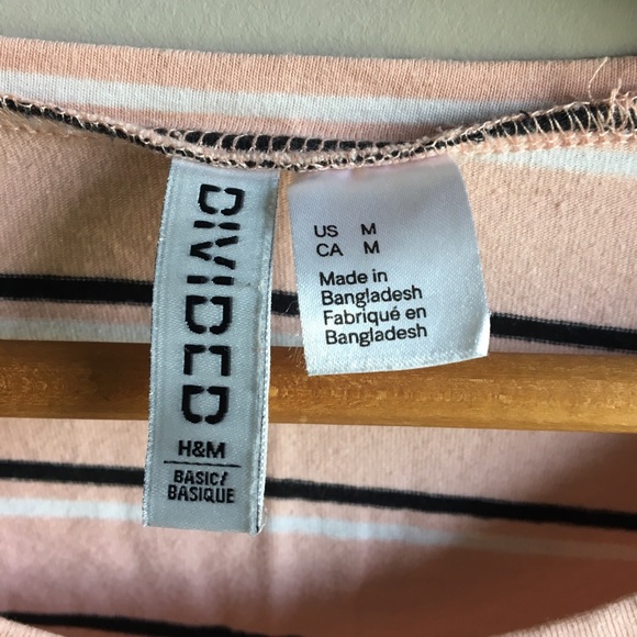 ⚪ H&M Divided pink striped cotton blend scoop neck tee - Picture 5 of 11
